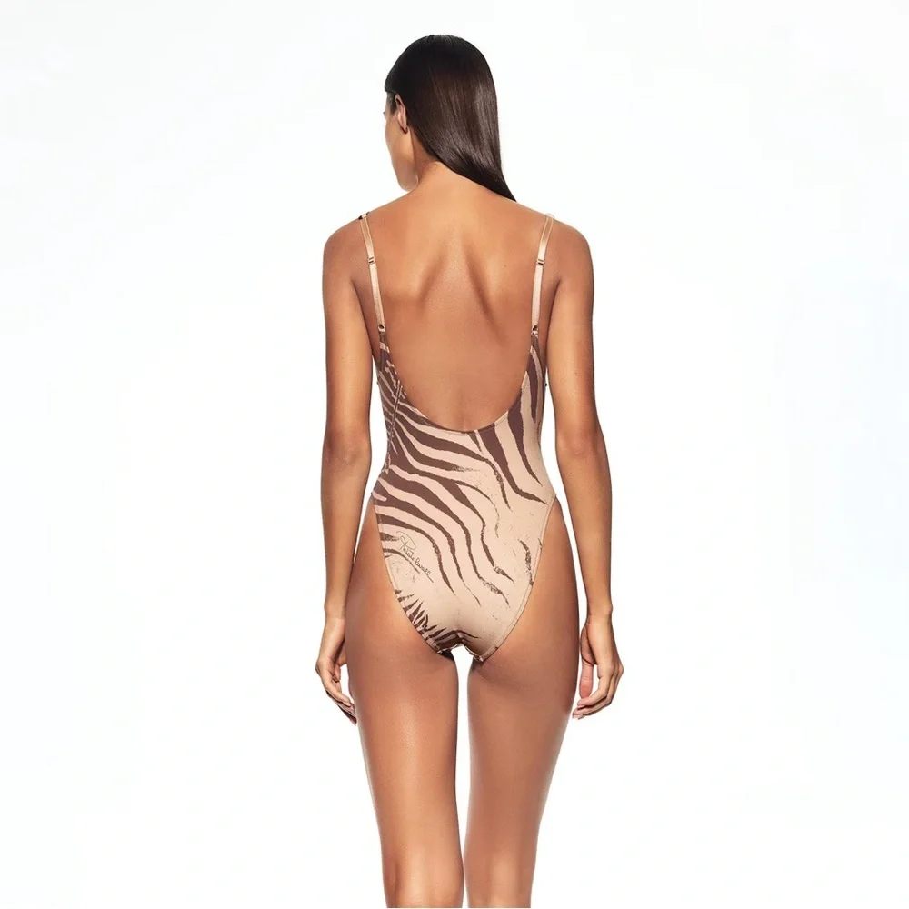 Skims X Roberto Cavalli Scoop Neck One Piece Zebra Print NWB NWT L